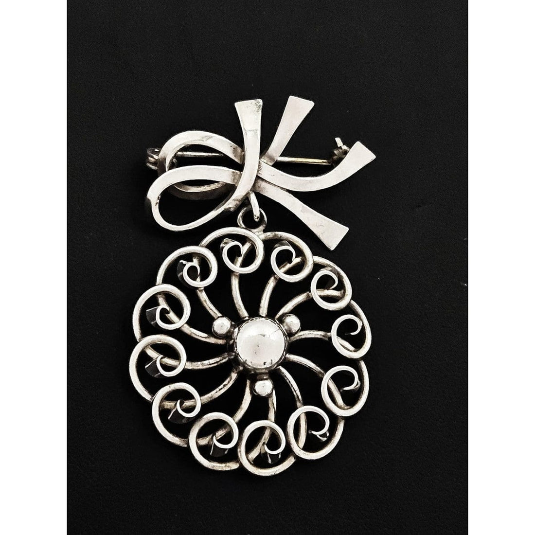 John Lauritzen Jewelry Denmark Designer John Lauritzen Sterling Large Bows Flower Brooch C. 1960s