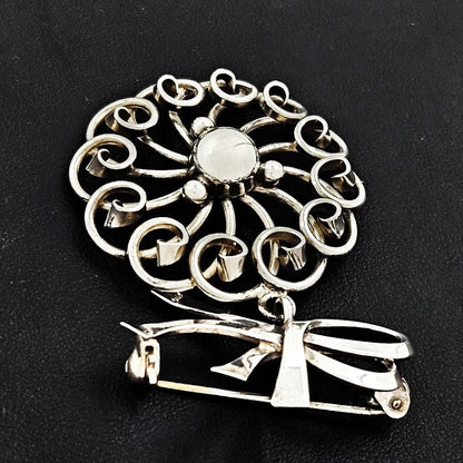 John Lauritzen Jewelry Denmark Designer John Lauritzen Sterling Large Bows Flower Brooch C. 1960s