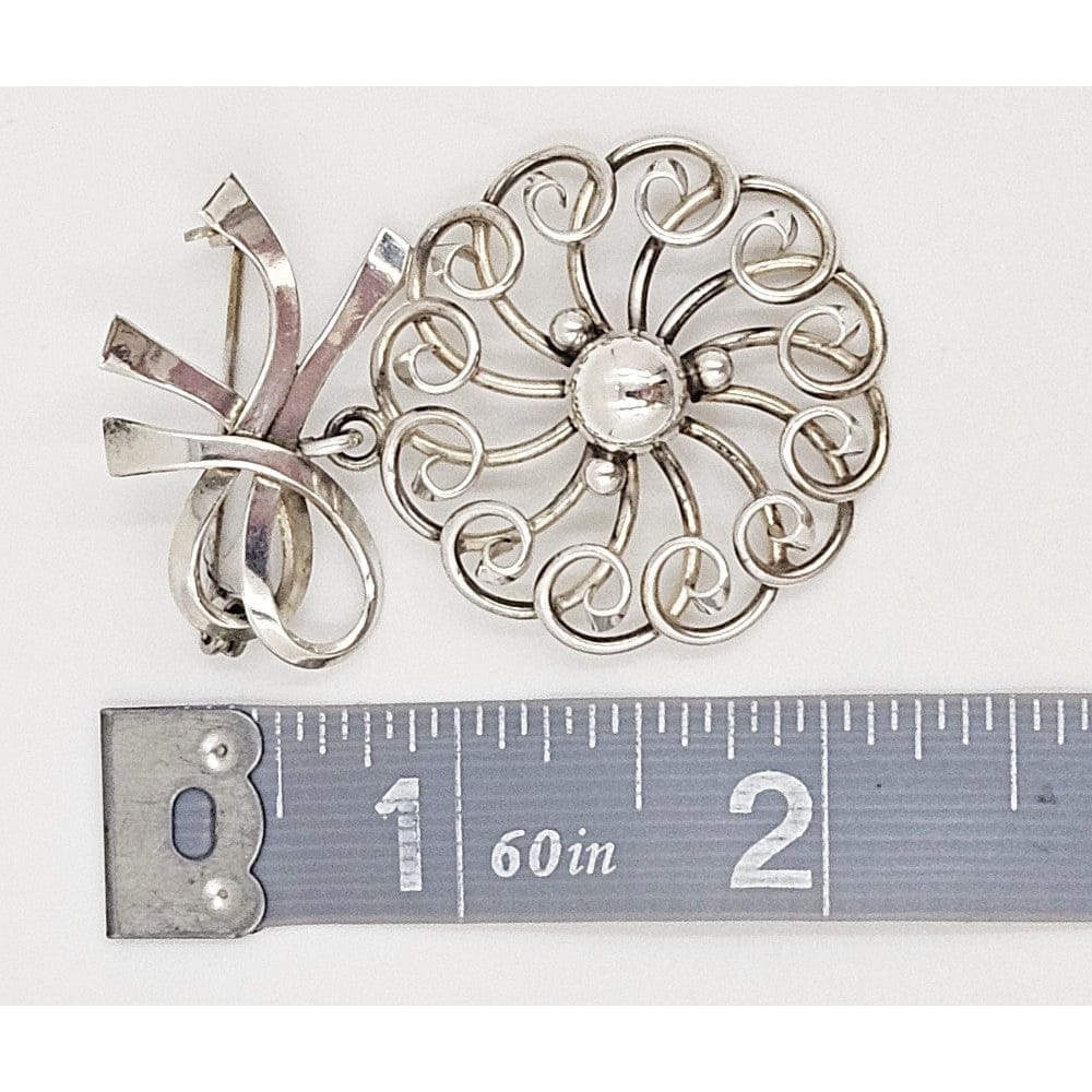 John Lauritzen Jewelry Denmark Designer John Lauritzen Sterling Large Bows Flower Brooch C. 1960s