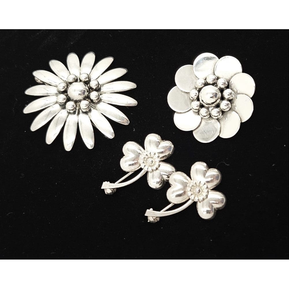 John Lauritzen Jewelry Denmark Designer John Lauritzen Sterling Large Daisy Flower Brooch C. 1960s