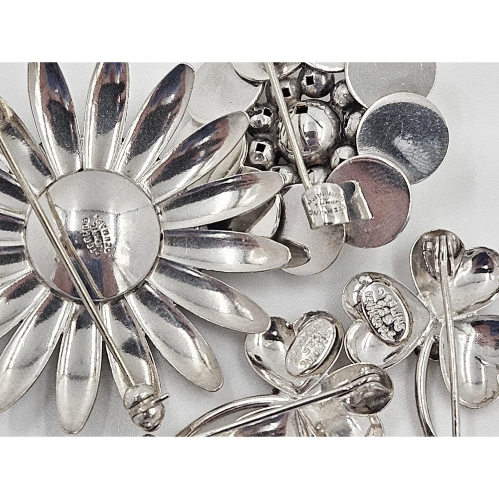 John Lauritzen Jewelry Denmark Designer John Lauritzen Sterling Large Daisy Flower Brooch C. 1960s