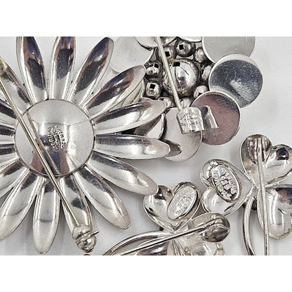 John Lauritzen Jewelry Denmark Designer John Lauritzen Sterling Large Daisy Flower Brooch C. 1960s