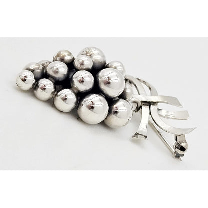 John Lauritzen Jewelry Designer John Lauritzen Denmark Sterling Large 3D Grapes Brooch 1950s