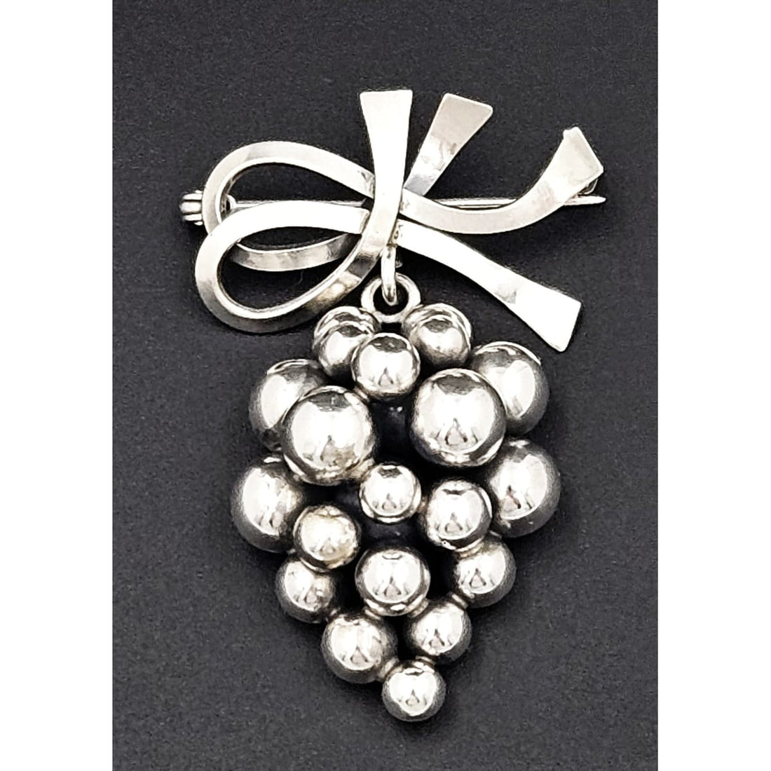 John Lauritzen Jewelry Designer John Lauritzen Denmark Sterling Large 3D Grapes Brooch 1950s