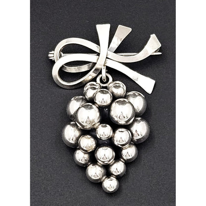 John Lauritzen Jewelry Designer John Lauritzen Denmark Sterling Large 3D Grapes Brooch 1950s