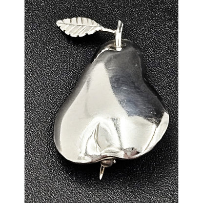 Johnson Jewelry Designer Peggy Johnson Sterling Silver Pear Brooch Signed Dated 1986