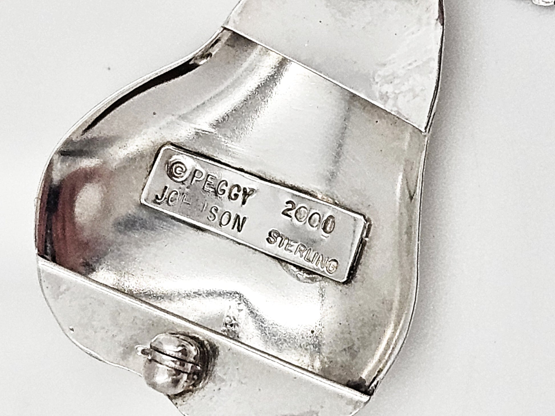 Johnson Jewelry Designer Peggy Johnson Sterling Silver Pear Brooch Signed Dated 1986