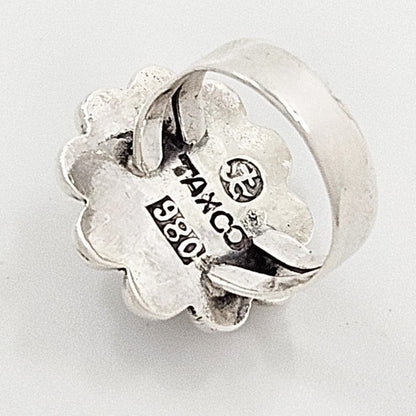Jorge Chato Castillo Taxco Jewelry Rare Taxco Designer Jorge Chato Castillo 980 Sterling Flower Ring C. 1940&