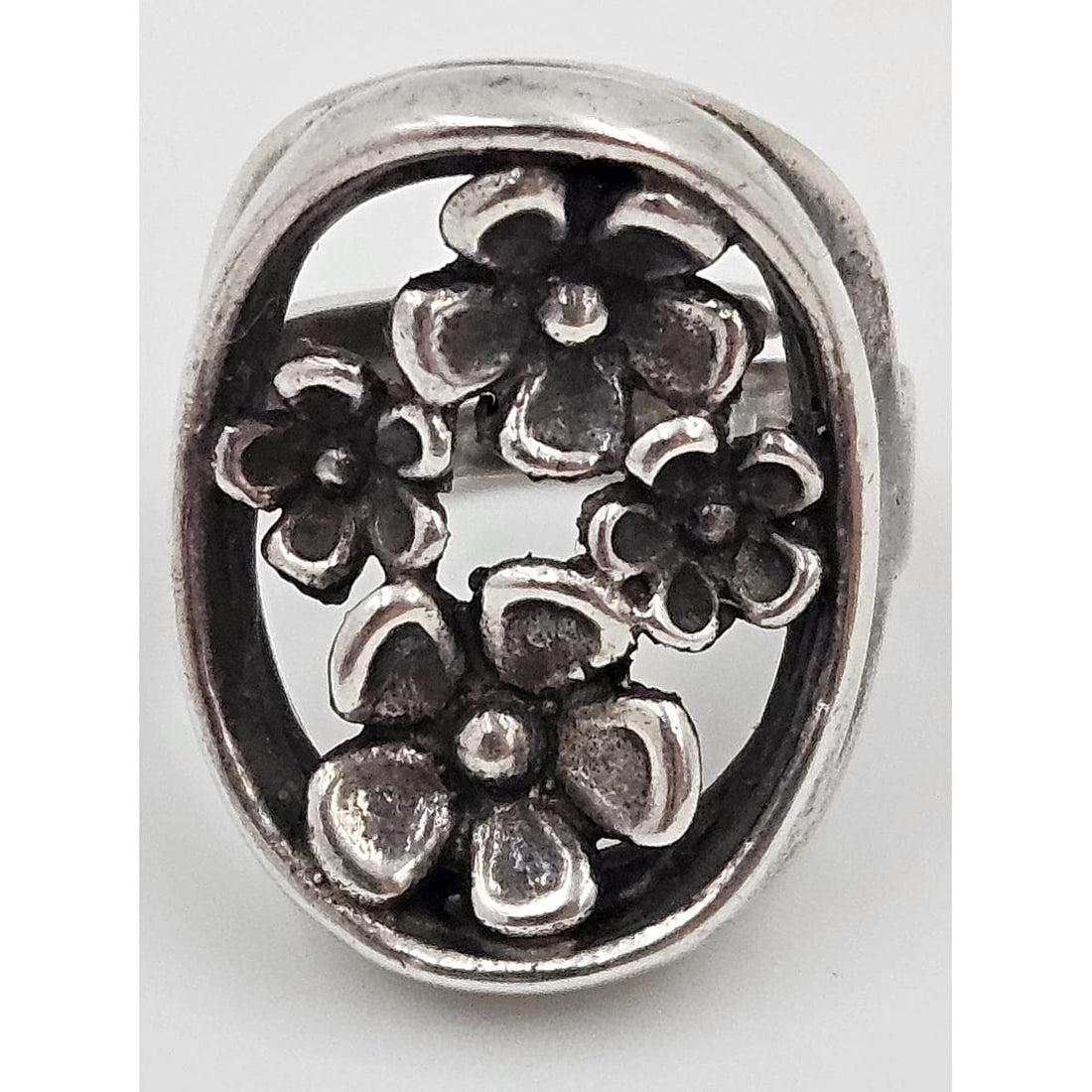 Jorma Laine Turun Hopea Finland Jewelry Rare Jorma Laine for Turun Hopea Finland Silver 3-D Flower Ring Circa 1976