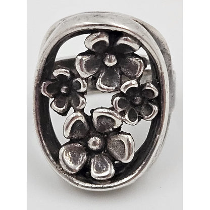 Jorma Laine Turun Hopea Finland Jewelry Rare Jorma Laine for Turun Hopea Finland Silver 3-D Flower Ring Circa 1976