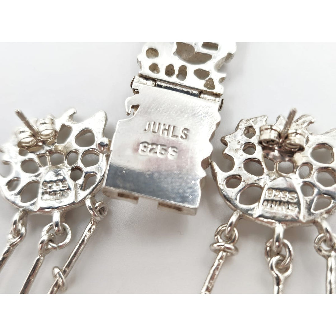Juhls Jewelry Rare Juhls Kautokeino Norway Sterling Brutalist Tundra Bracelet Earrings 1960s