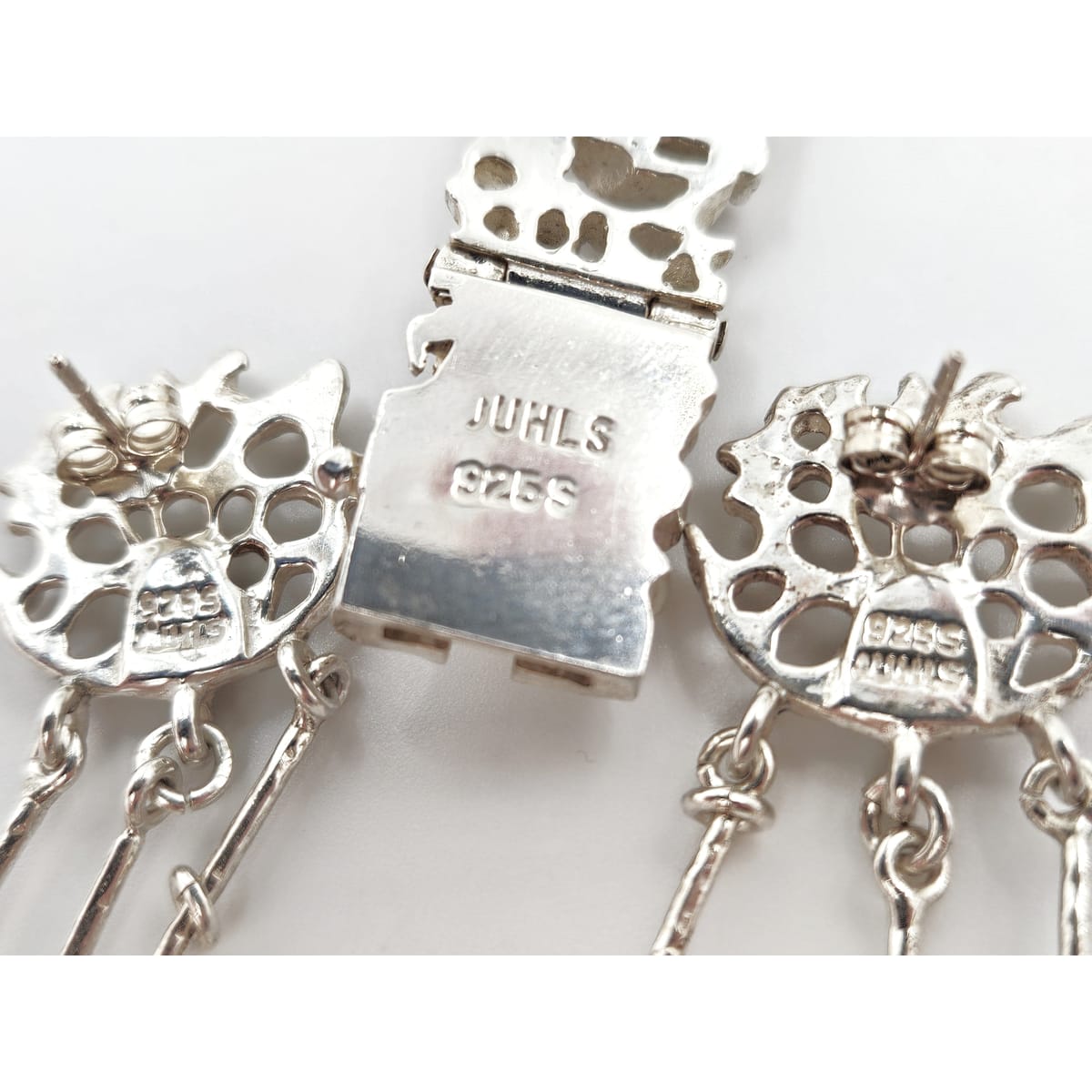 Juhls Jewelry Rare Juhls Kautokeino Norway Sterling Brutalist Tundra Bracelet Earrings 1960s