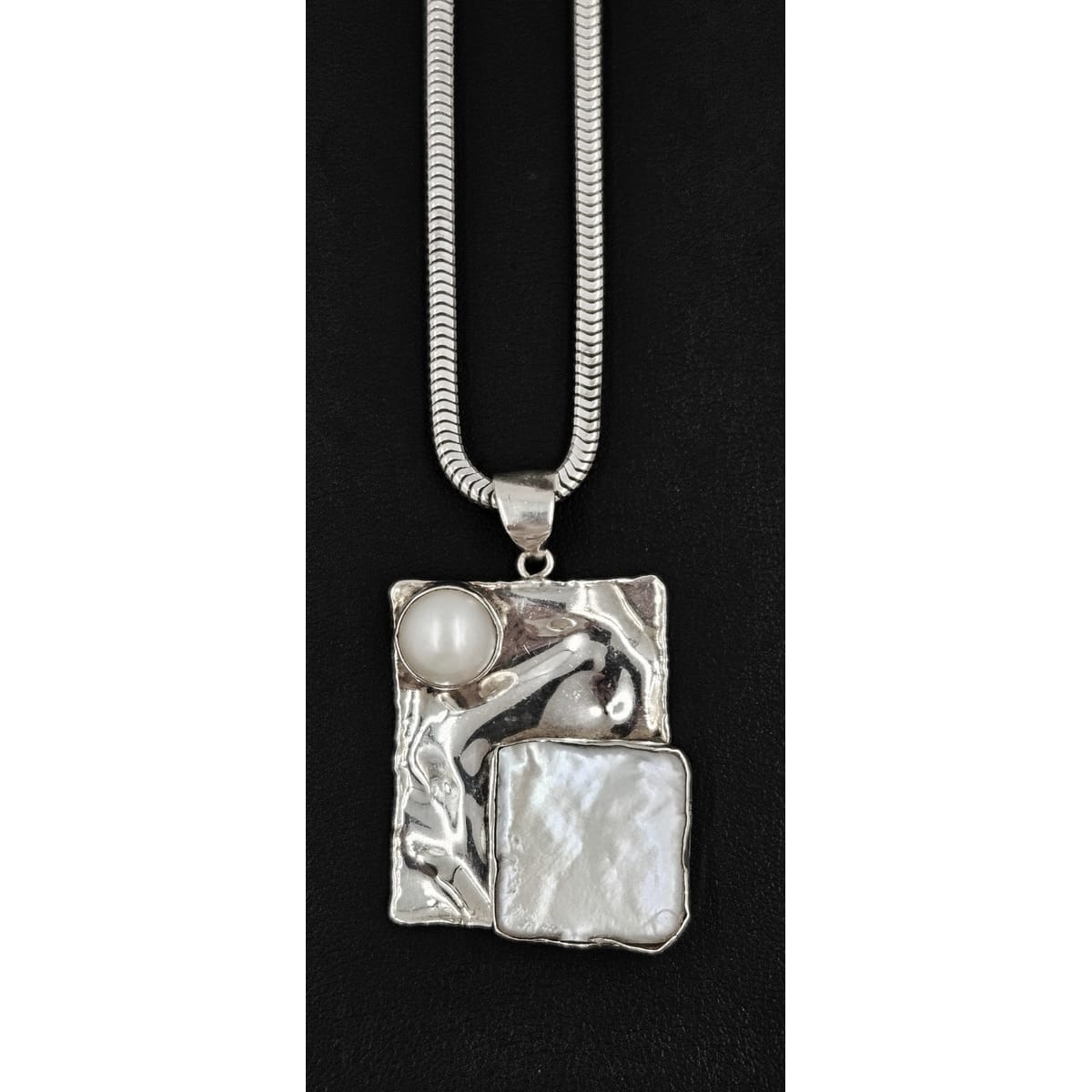 Julie Sandlau Jewelry Vintage/Retired Denmark Julie Sandlau Modernist Sterling Mabe Pearl Necklace