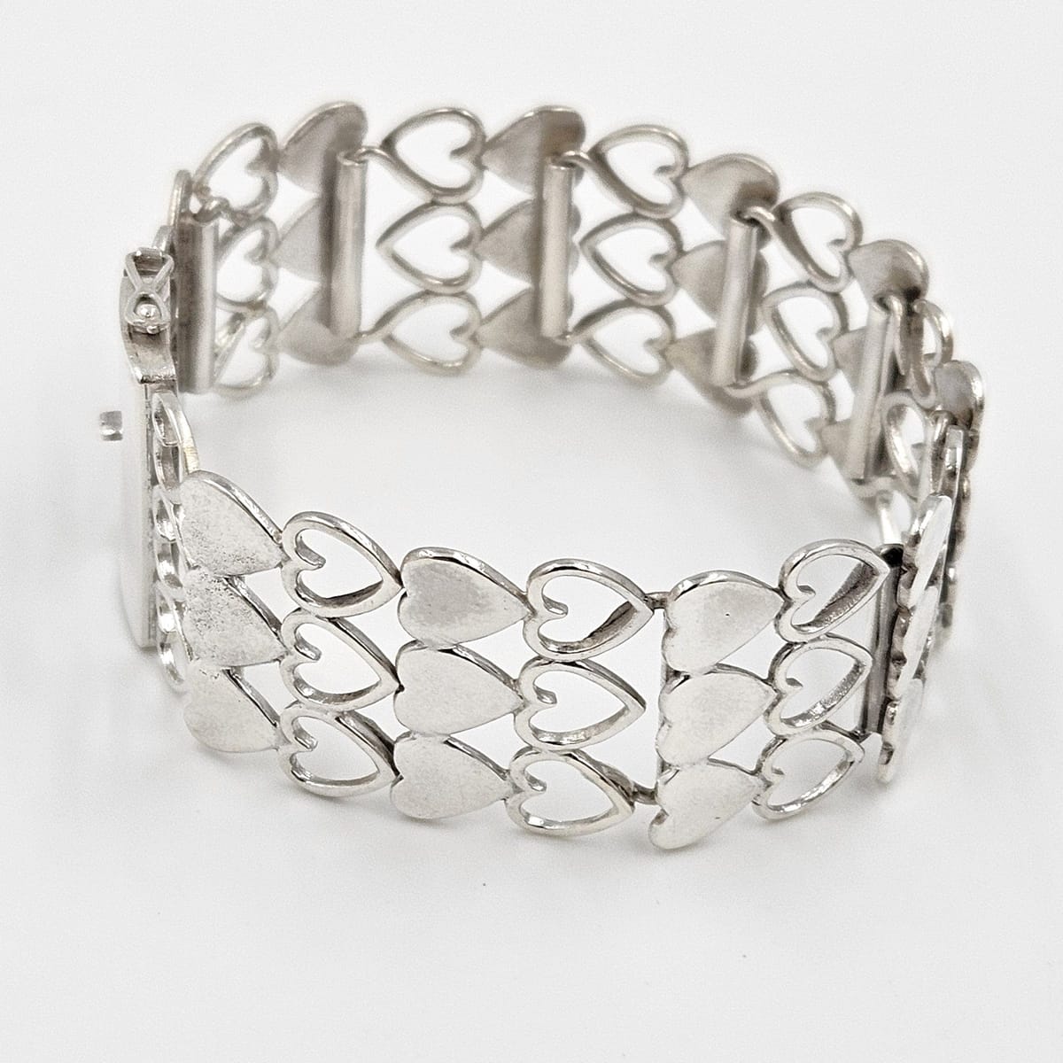 Just Andersen Denmark Jewelry Rare Just Andersen Just A Denmark Sterling Hearts Panel Link Bracelet C. 1940s