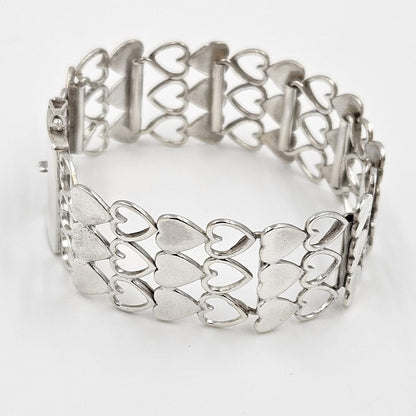 Just Andersen Denmark Jewelry Rare Just Andersen Just A Denmark Sterling Hearts Panel Link Bracelet C. 1940s