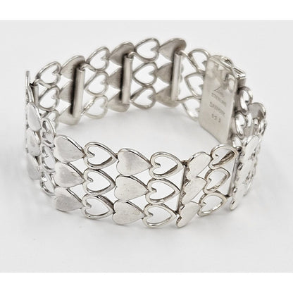 Just Andersen Denmark Jewelry Rare Just Andersen Just A Denmark Sterling Hearts Panel Link Bracelet C. 1940s