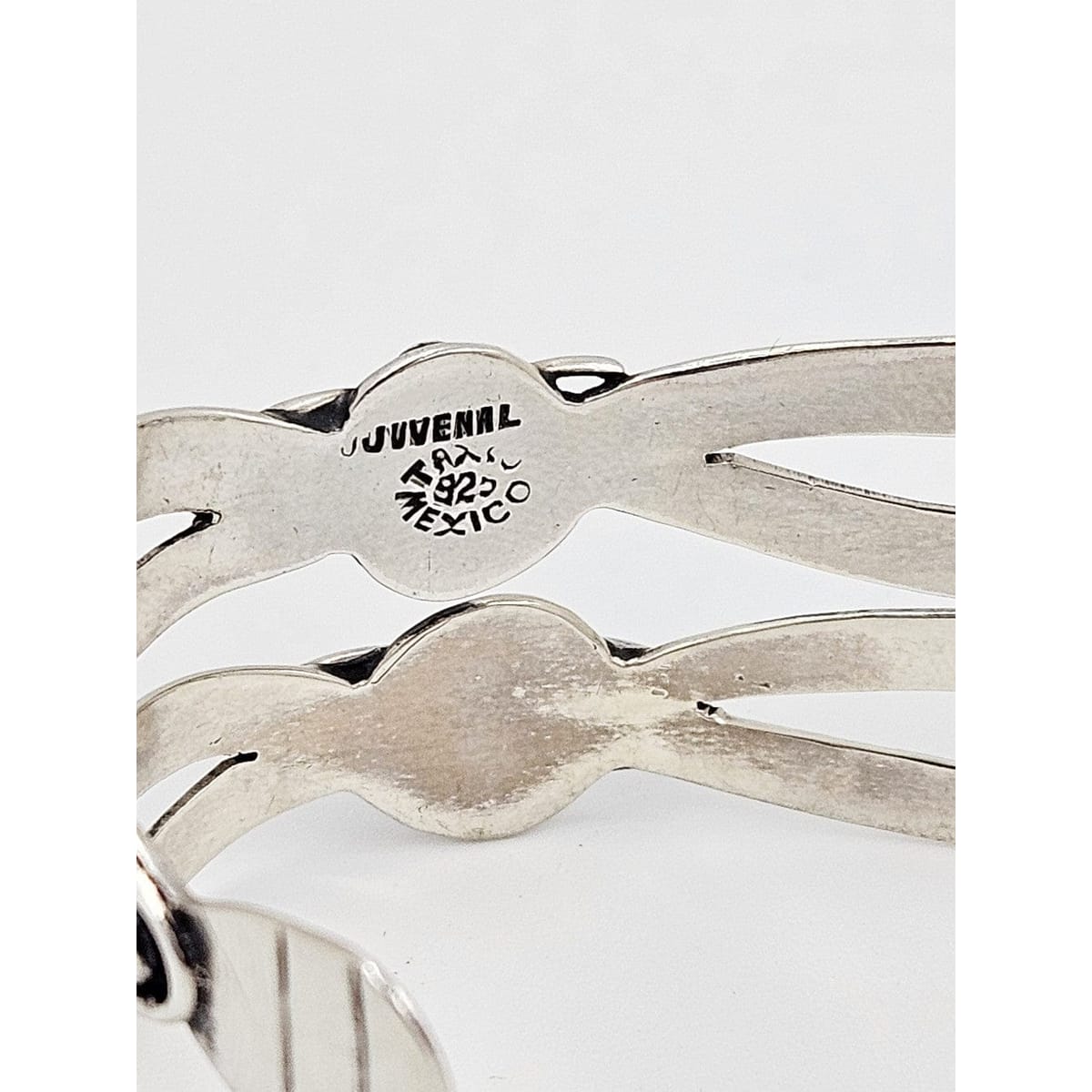 Juvenal Taxco Jewelry Taxco Artist Juvenal Sterling Silver Ornate Cuff Bracelet Circa 1960s Eagle 2