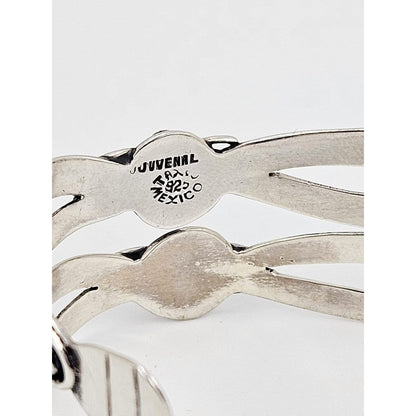 Juvenal Taxco Jewelry Taxco Artist Juvenal Sterling Silver Ornate Cuff Bracelet Circa 1960s Eagle 2
