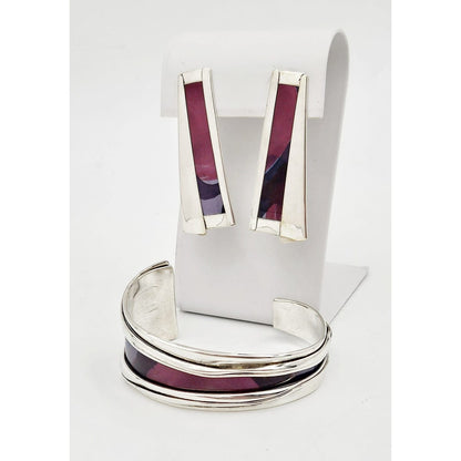 Katz Turner Wyatt Jewelry Designer Katz Turner Wyatt Sterling &amp; Enamel Bracelet &amp; Earring Set