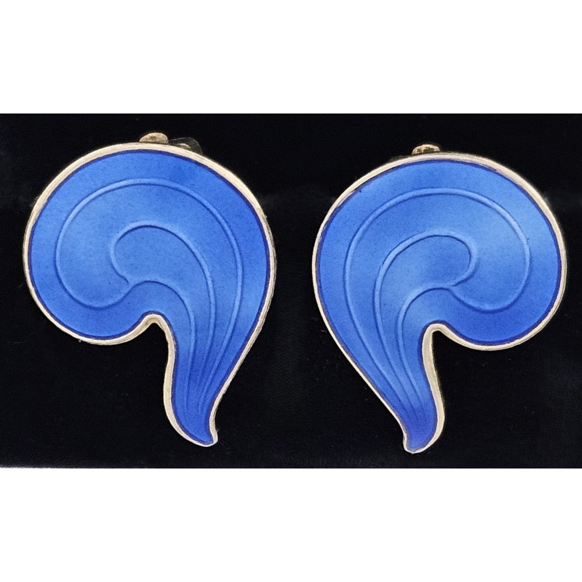 Knut Andreas Rasmussen Jewelry Knut Andreas Rasmussen KAR Gilt Sterling Enamel Art Deco Earrings C. 1930s