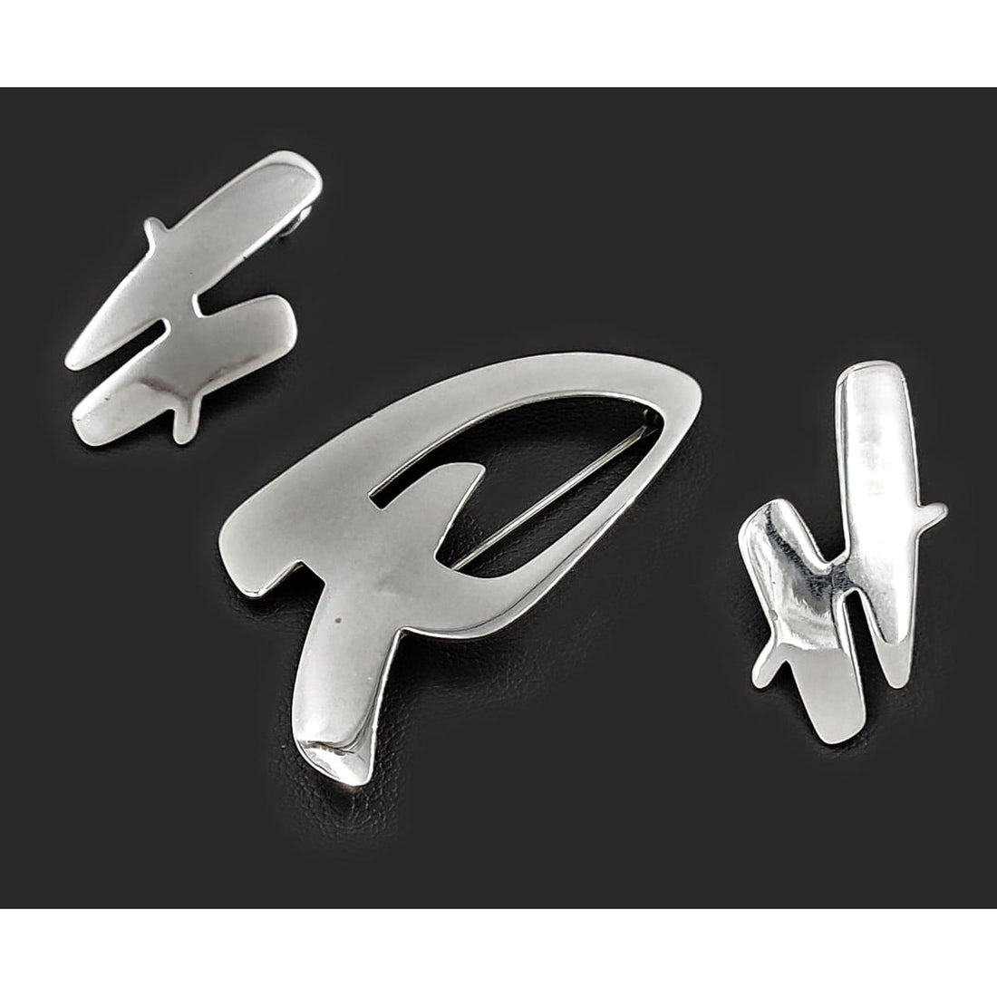 Koplentz Jewelry Koplentz? Sterling Modernist Brooch &amp; Earrings