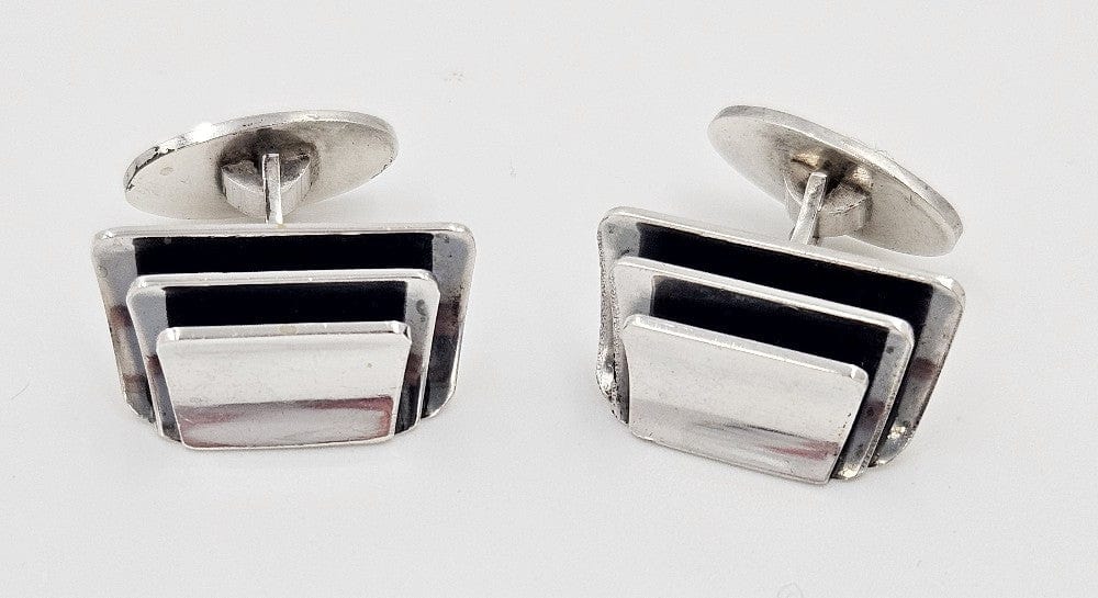 Krogmar Denmark Jewelry Willy H Jacob Krogmar Denmark Modernist Sterling Cufflinks Circa 1950s RARE