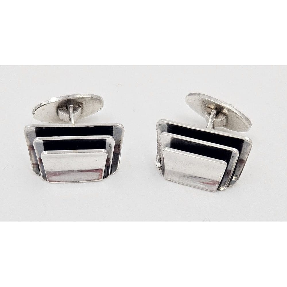 Krogmar Denmark Jewelry Willy H Jacob Krogmar Denmark Modernist Sterling Cufflinks Circa 1950s RARE