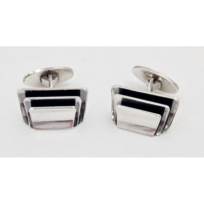Krogmar Denmark Jewelry Willy H Jacob Krogmar Denmark Modernist Sterling Cufflinks Circa 1950s RARE