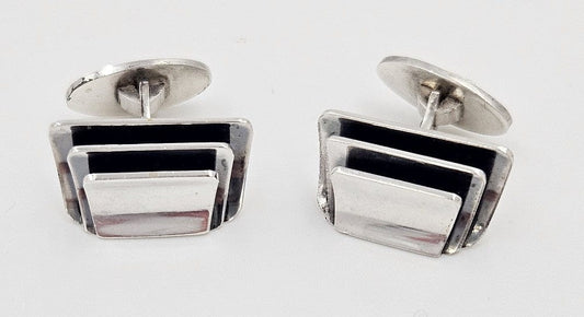 Krogmar Denmark Jewelry Willy H Jacob Krogmar Denmark Modernist Sterling Cufflinks Circa 1950s RARE