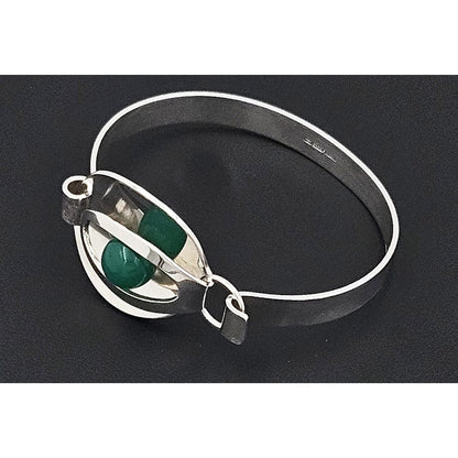 Kupittaan Kulta Jewelry Elis Kauppi Kupittaan Kulta Finland Modernist Sterling Top Latch Bangle 1950s
