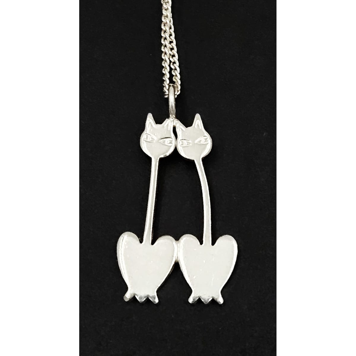 Kupittaan Kulta Jewelry Finland Elis Kauppi Kupittaan Kulta Modernist Love Cats Sterling Necklace 1990