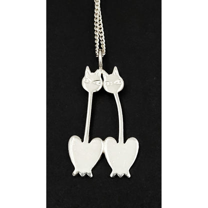 Kupittaan Kulta Jewelry Finland Elis Kauppi Kupittaan Kulta Modernist Love Cats Sterling Necklace 1990