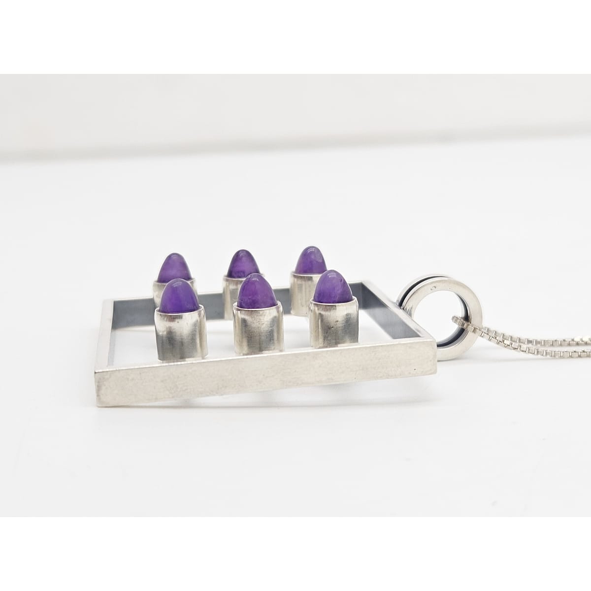 Kupittaan Kulta Jewelry Kupittaan Kulta Finland Modernist Sterling Amethyst Statement Necklace 1966 image 8