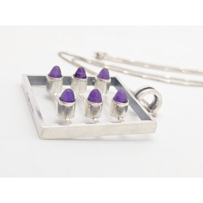 Kupittaan Kulta Jewelry Kupittaan Kulta Finland Modernist Sterling Amethyst Statement Necklace 1966 image 7