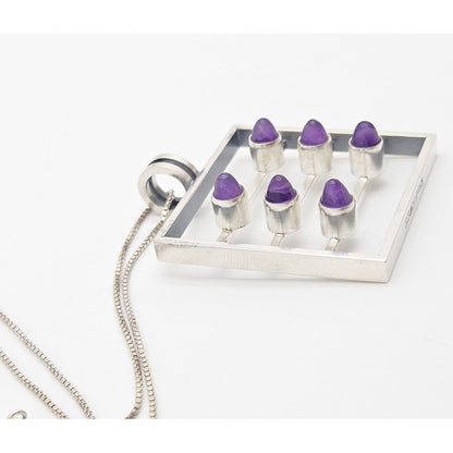 Kupittaan Kulta Jewelry Kupittaan Kulta Finland Modernist Sterling Amethyst Statement Necklace 1966 image 6