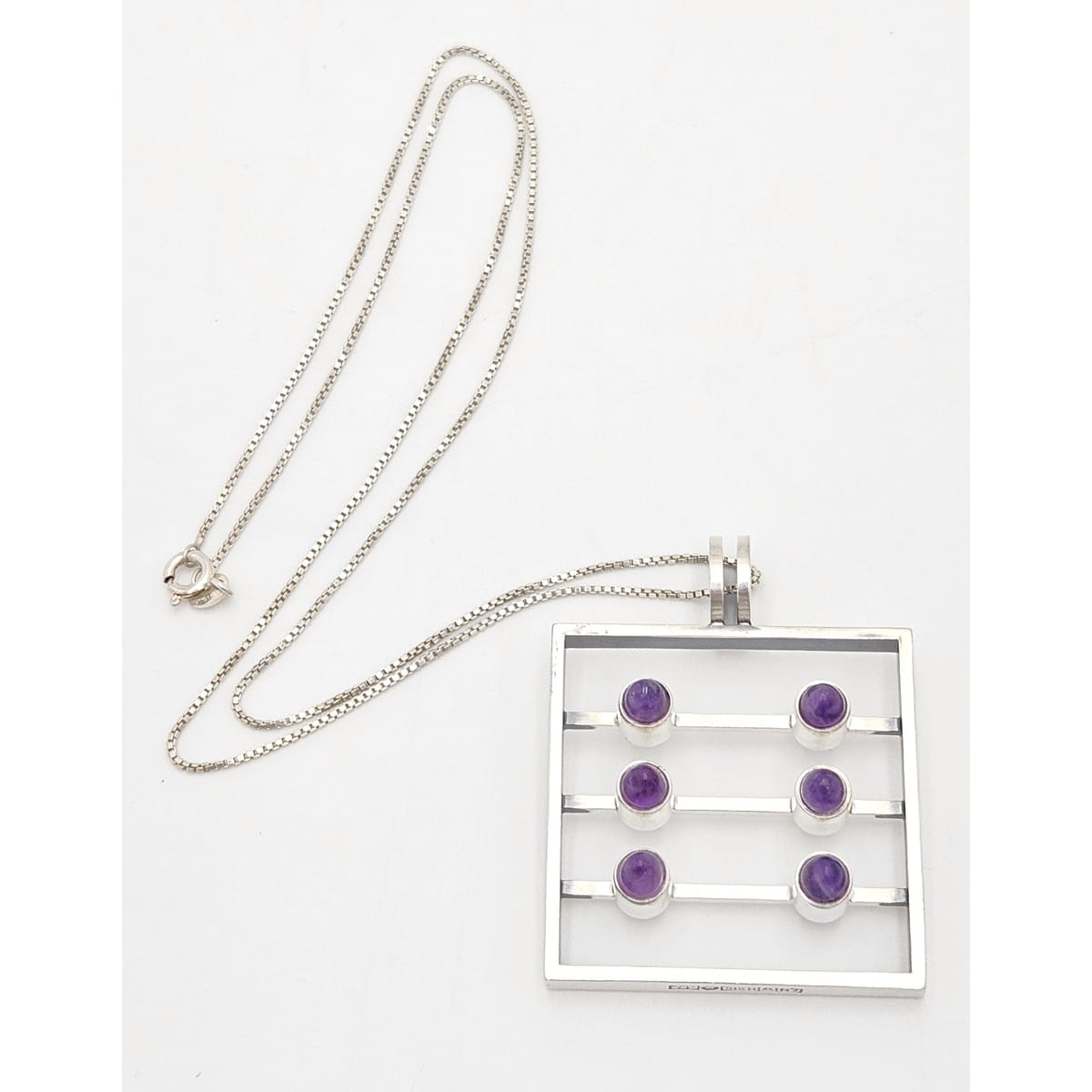 Kupittaan Kulta Jewelry Kupittaan Kulta Finland Modernist Sterling Amethyst Statement Necklace 1966 image 5