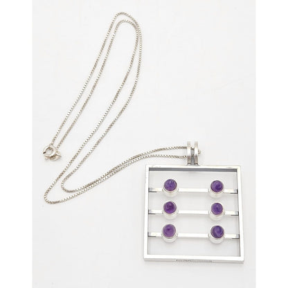 Kupittaan Kulta Jewelry Kupittaan Kulta Finland Modernist Sterling Amethyst Statement Necklace 1966 image 5