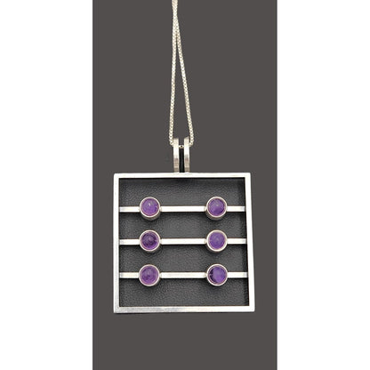 Kupittaan Kulta Jewelry Kupittaan Kulta Finland Modernist Sterling Amethyst Statement Necklace 1966 image 4