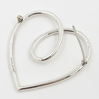 Leonore Doskow Jewelry Rare Leonore Doskow Sterling Modernist Large Heart Swirl Brooch C. 1960s