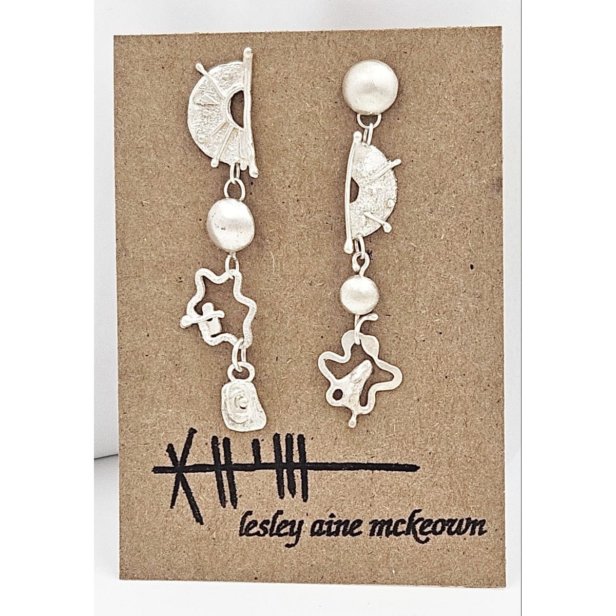 Lesley Aine McKeown Jewelry Designer Lesley Aine McKeown Sterling Modernist Drop Dangle Earrings NOS
