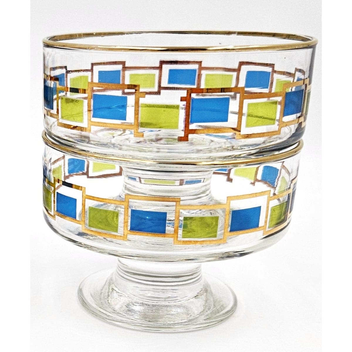 Libbey Serveware MCM Libbey Nordic Pattern Set/2 Footed Sherbet Bowls Barware Coupes 1950&