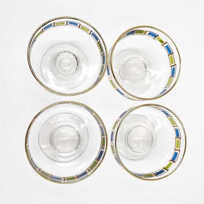 Libbey Serveware MCM Libbey Nordic Pattern Set 4 Footed Sherbet Bowls Barware Coupes 1950&