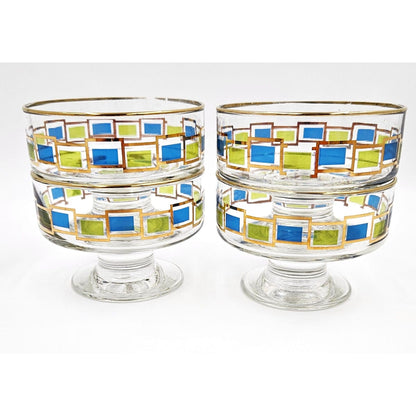 Libbey Serveware MCM Libbey Nordic Pattern Set 4 Footed Sherbet Bowls Barware Coupes 1950&