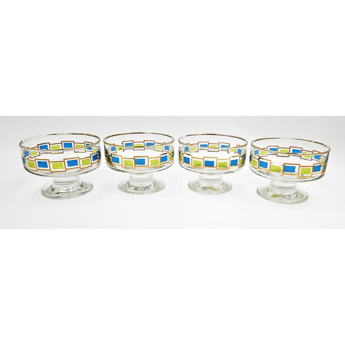Libbey Serveware MCM Libbey Nordic Pattern Set 4 Footed Sherbet Bowls Barware Coupes 1950&