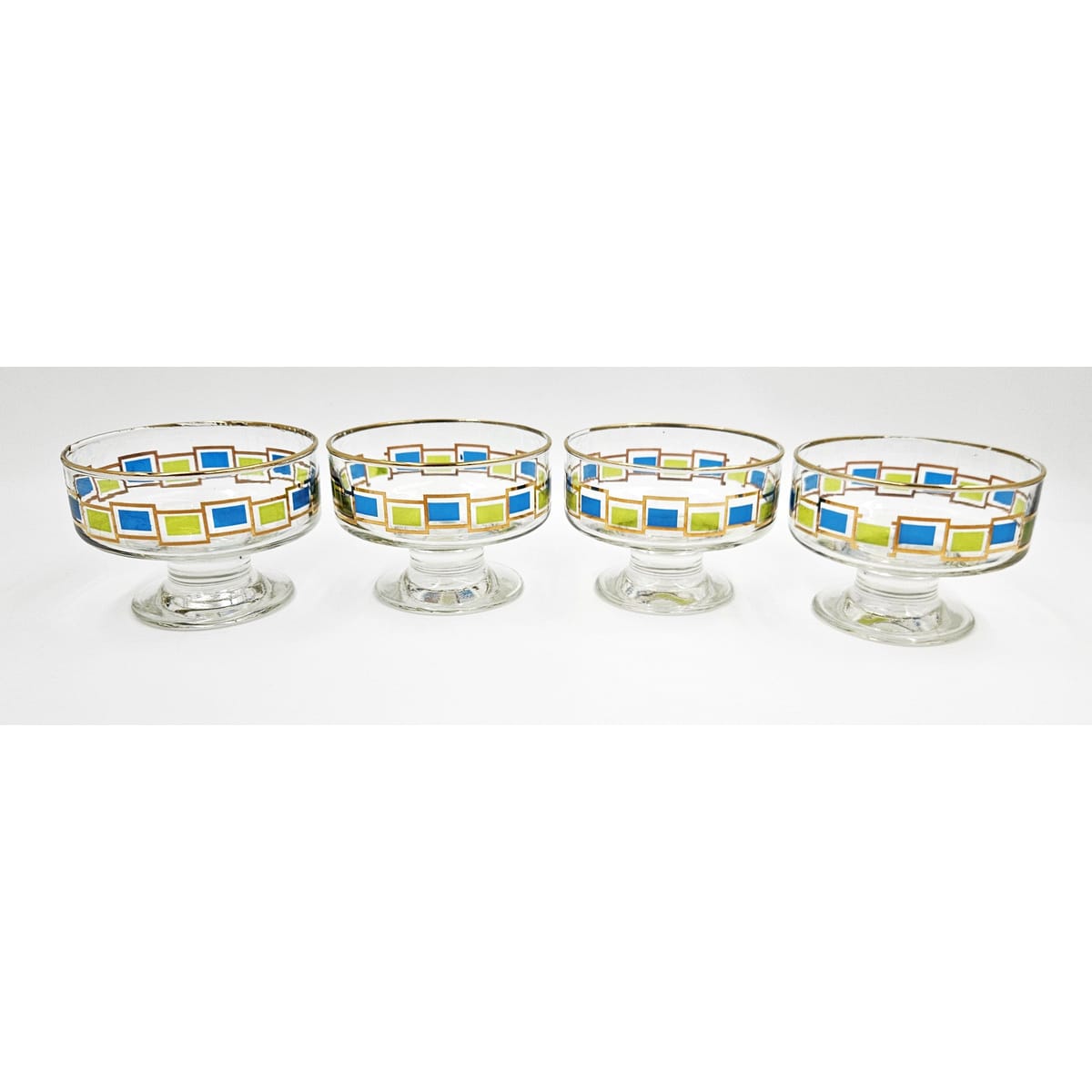 Libbey Serveware MCM Libbey Nordic Pattern Set 4 Footed Sherbet Bowls Barware Coupes 1950&
