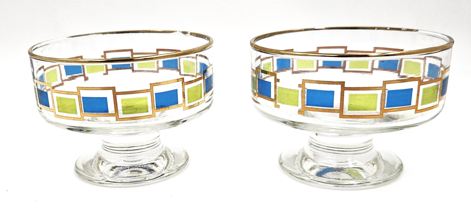 Libbey Serveware Mid Century Modern Libbey Set of 2 Footed Sherbet Dessert Bowls Circa 1960's