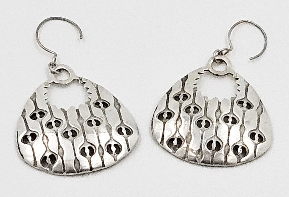 Lisa Jenks Jewelry Superb Artisan Lisa Jenks Sterling Silver Modernist Dangle Hoop Earrings