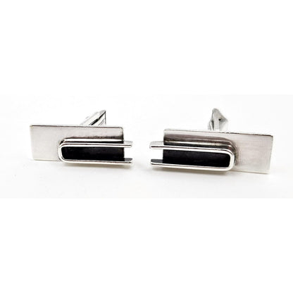 Lore Sterling Jewelry Rare Designer Lore Garrick Sterling Silver Modernist Cufflinks Circa 1950s