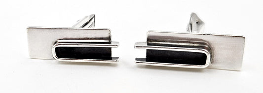 Lore Sterling Jewelry Rare Designer Lore Garrick Sterling Silver Modernist Cufflinks Circa 1950s