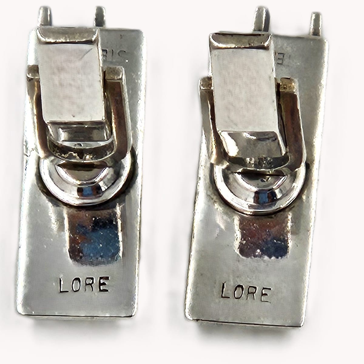 Lore Sterling Jewelry Rare Designer Lore Garrick Sterling Silver Modernist Cufflinks Circa 1950s